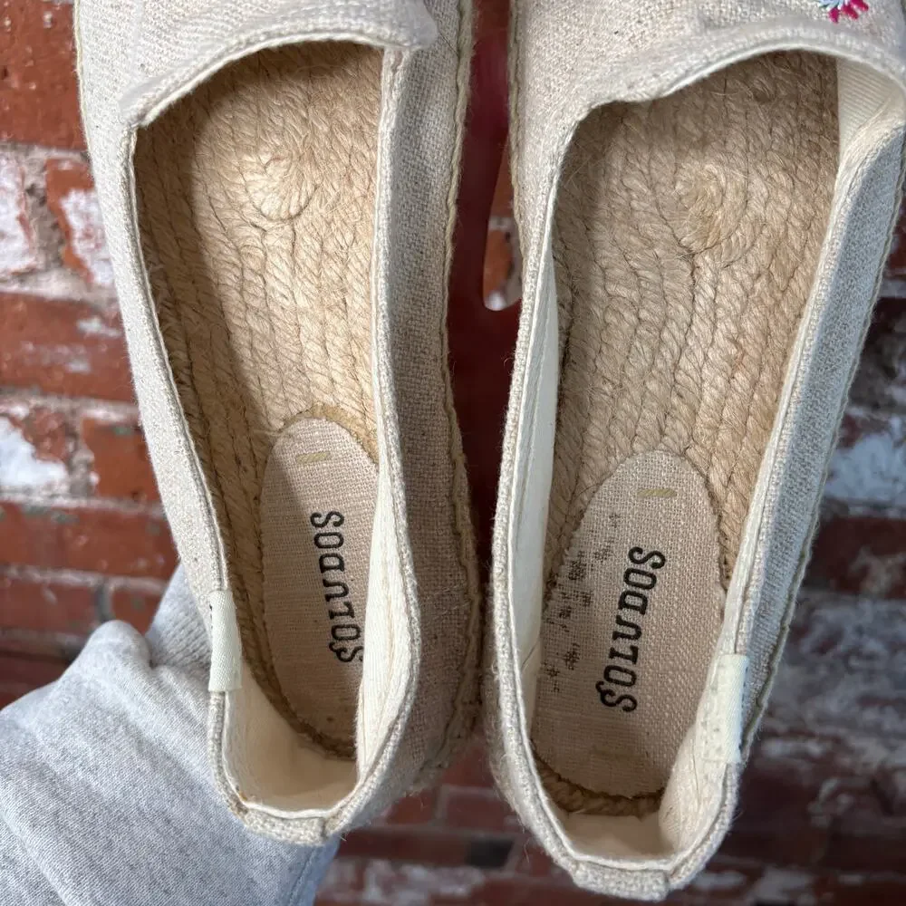 Soludos Cactus Smoking Slipper in Sand Sz 9.5 Espadrille Flats Summer Platform